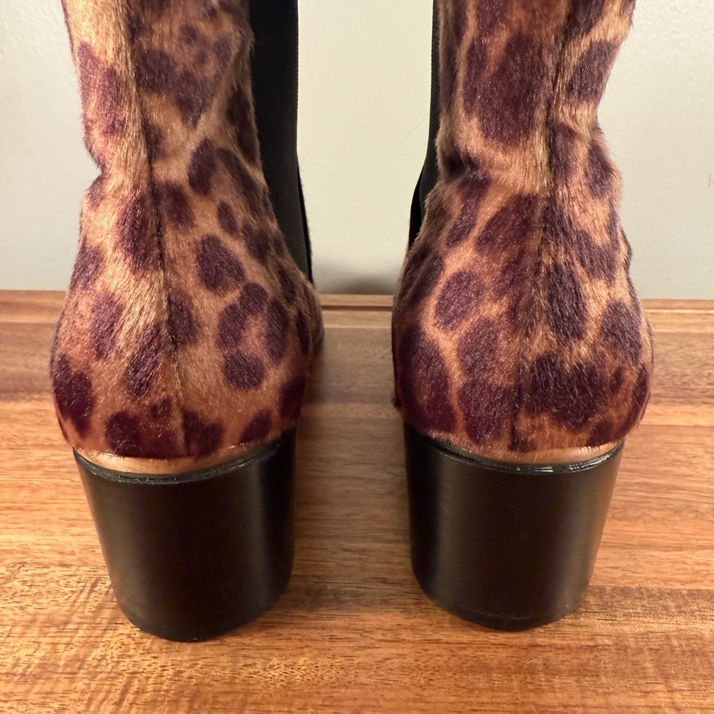 Nine West Taye Leopard Print Faux Pony-hair Chelsea Heeled Boot Size 8.5 - Picture 5 of 10